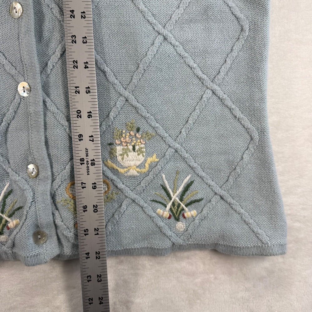 Susan Bristol Cardigan Sweater Short Sleeve Embroidered Knit Top XL‎ - Flawed - Picture 6 of 13